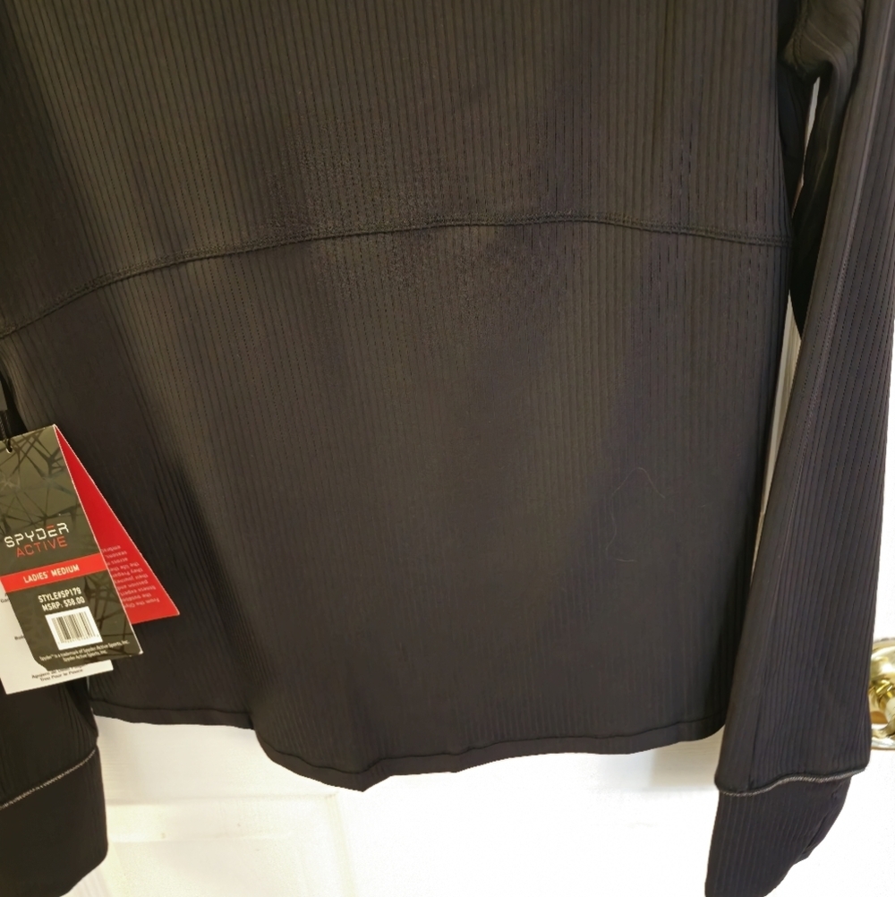 NWT Spyder Women's Active Pullover Crew Long Sleeves Shirt Black Size Medium - Picture 10 of 16